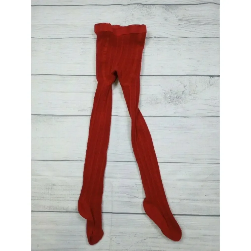 2/3 Hanna Andersson Red Cable Knit Tights
